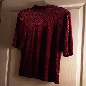 High Neck Short Sleeve Shirt w/Print